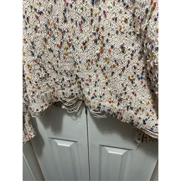 Entro Womens Sweater Cropped Knit Long Sleeve Rainbow Confetti Medium - Picture 6 of 9